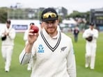 New Zealand's Glenn Phillips celebrates his five wickets. New Zealand's Glenn Phillips celebrates his five wickets.