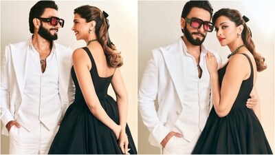 Deepika Padukone and Ranveer Singh are known for setting fashion trends. Their stunning look for the pre-wedding festivities of Ananat Ambani was no exception and left fans swooning. Deepika wore a black gown with a flared bottom and a plunging neckline. With green emerald jewellery, red lips and her hair adorned with a bow, she looked chic. On the other hand, Ranveer rocks an all-white look paired with a red tinted sunglasses. (Instagram) Deepika Padukone and Ranveer Singh are known for setting fashion trends. Their stunning look for the pre-wedding festivities of Ananat Ambani was no exception and left fans swooning. Deepika wore a black gown with a flared bottom and a plunging neckline. With green emerald jewellery, red lips and her hair adorned with a bow, she looked chic. On the other hand, Ranveer rocks an all-white look paired with a red tinted sunglasses. (Instagram)