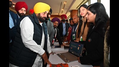 Chief Minister Punjab Bhagwant Maan during the TiECON 2024 event in Chandigarh. (HT)