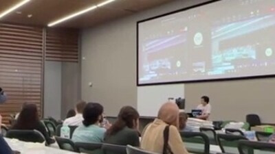 The pro-Palestine supporters opposed Lockheed Martin's senior fellow presence on campus. (X@DrSakriKaia) The pro-Palestine supporters opposed Lockheed Martin's senior fellow presence on campus. (X@DrSakriKaia)