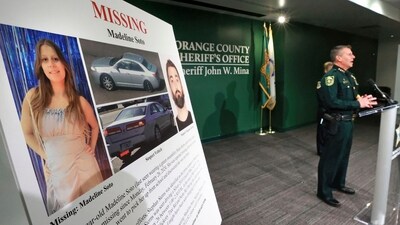 Press conference at OCSO headquarters in Orlando, Friday, March 1, 2024: Orange County Sheriff John Mina announces that their investigation has led them to believe that 13-year-old Madeline Soto was killed — and that the boyfriend of her mother, Stephan Sterns, is the primary suspect. (Joe Burbank/Orlando Sentinel via AP) (AP) Press conference at OCSO headquarters in Orlando, Friday, March 1, 2024: Orange County Sheriff John Mina announces that their investigation has led them to believe that 13-year-old Madeline Soto was killed — and that the boyfriend of her mother, Stephan Sterns, is the primary suspect. (Joe Burbank/Orlando Sentinel via AP) (AP)