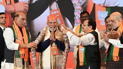 Prime Minister Narendra Modi chaired the meeting of BJP’s Central Election Committee. (HT PHOTO)