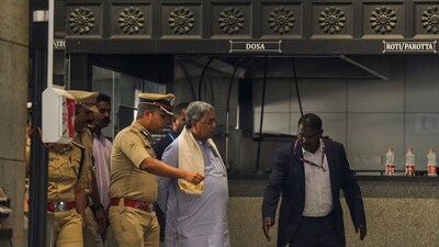 Karnataka Chief Minister Siddaramaiah visits the Rameshwaram Cafe blast site, in Bengaluru on Saturday. (PTI) Karnataka Chief Minister Siddaramaiah visits the Rameshwaram Cafe blast site, in Bengaluru on Saturday. (PTI)