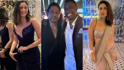 Alia Bhatt, Shah Rukh Khan and Kareena Kapoor at Anant Ambani-Radhika Merchant's pre-wedding event. Alia Bhatt, Shah Rukh Khan and Kareena Kapoor at Anant Ambani-Radhika Merchant's pre-wedding event.