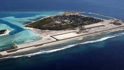 The Indian Navy is set to convert its temporary set up at Minicoy in Lakshadweep islands into a full-fledged naval base (Twitter Photo) The Indian Navy is set to convert its temporary set up at Minicoy in Lakshadweep islands into a full-fledged naval base (Twitter Photo)