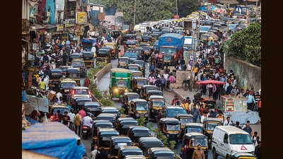 Traffic jams in BKC are a constant due to on-going infrastructure projects. (satish bate/ HT)