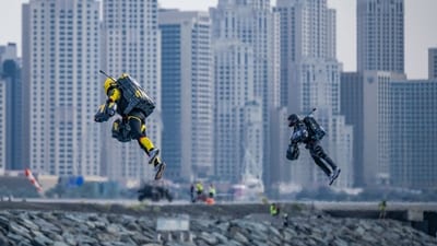 The image shows people taking part in the world’s first jet suit race in Dubai. (X/@DXBMediaOffice) The image shows people taking part in the world’s first jet suit race in Dubai. (X/@DXBMediaOffice)