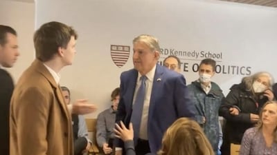 Climate activists disrupted an event at Harvard University featuring Sen. Joe Manchin (D-WV), (X@ Climate Defiance) Climate activists disrupted an event at Harvard University featuring Sen. Joe Manchin (D-WV), (X@ Climate Defiance)