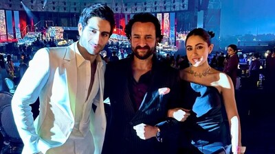 One of the pictures shared by her show the siblings enjoying Rihanna's show with their dad, Saif. Rihanna performed a medley of her songs for the first time in India, just for the Ambanis and their guests. One of the pictures shared by her show the siblings enjoying Rihanna's show with their dad, Saif. Rihanna performed a medley of her songs for the first time in India, just for the Ambanis and their guests.