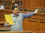 Delhi Chief Minister Arvind Kejriwal speaks in Delhi Assembly in New Delhi. Delhi Chief Minister Arvind Kejriwal speaks in Delhi Assembly in New Delhi.