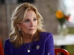 First lady Jill Biden also addressed women at Eat restaurant in downtown Las Vegas on Saturday. She listened to women discuss their concerns about gun violence, reproductive rights and other topics on March 2, 2024. The event was part of a nationwide program to organize and mobilize female voters. (Steve Marcus/Las Vegas Sun via AP)