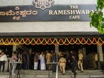 Security personnel stand guard at the Rameshwaram cafe blast site, in Bengaluru. (PTI) Security personnel stand guard at the Rameshwaram cafe blast site, in Bengaluru. (PTI)