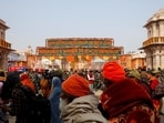 The crowd at the Ram Temple in Ayodhya. (Reuters)
