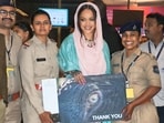 Rihanna poses at Jamnagar Airport as she leaves after performing at Anant Ambani and Radhika Merchant's pre-wedding bash. Rihanna poses at Jamnagar Airport as she leaves after performing at Anant Ambani and Radhika Merchant's pre-wedding bash.