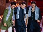 Shah Rukh Khan, Salman Khan and Aamir Khan try to dance to Naatu Naatu.