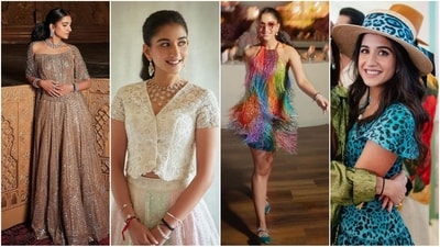 Radhika Merchant adorned four exquisite outfits on the day 2 of the pre-wedding festivities. (Instagram) Radhika Merchant adorned four exquisite outfits on the day 2 of the pre-wedding festivities. (Instagram)
