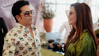 Cricketer Sachin Tendulkar in conversation with Reliance Foundation Founder and Chairperson Nita Ambani during the pre-wedding bash of her son Anant Ambani with Radhika Merchant in Jamnagar on Saturday. (ANI) Cricketer Sachin Tendulkar in conversation with Reliance Foundation Founder and Chairperson Nita Ambani during the pre-wedding bash of her son Anant Ambani with Radhika Merchant in Jamnagar on Saturday. (ANI)
