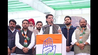 All-India Congress Committee (AICC) general secretary and Rajasthan’s former deputy chief minister Sachin Pilot during an event in Patiala on Sunday. (HT photo) All-India Congress Committee (AICC) general secretary and Rajasthan’s former deputy chief minister Sachin Pilot during an event in Patiala on Sunday. (HT photo)