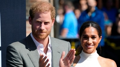 Britain's Prince Harry, left, and Meghan, Duchess of Sussex, arrive for a visit at the town hall in Duesseldorf, Germany on Sept. 6, 2022 (AP Photo/Martin Meissner, File) (AP) Britain's Prince Harry, left, and Meghan, Duchess of Sussex, arrive for a visit at the town hall in Duesseldorf, Germany on Sept. 6, 2022 (AP Photo/Martin Meissner, File) (AP)