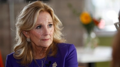 First lady Jill Biden also addressed women at Eat restaurant in downtown Las Vegas on Saturday. She listened to women discuss their concerns about gun violence, reproductive rights and other topics on March 2, 2024. The event was part of a nationwide program to organize and mobilize female voters. (Steve Marcus/Las Vegas Sun via AP) (AP) First lady Jill Biden also addressed women at Eat restaurant in downtown Las Vegas on Saturday. She listened to women discuss their concerns about gun violence, reproductive rights and other topics on March 2, 2024. The event was part of a nationwide program to organize and mobilize female voters. (Steve Marcus/Las Vegas Sun via AP) (AP)