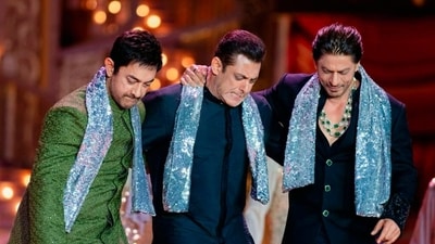 Bollywood stars Amir Khan, Salman Khan and Shah Rukh Khan perform at the pre-wedding bash of Anant Ambani in Jamnagar on Saturday. (AP) Bollywood stars Amir Khan, Salman Khan and Shah Rukh Khan perform at the pre-wedding bash of Anant Ambani in Jamnagar on Saturday. (AP)