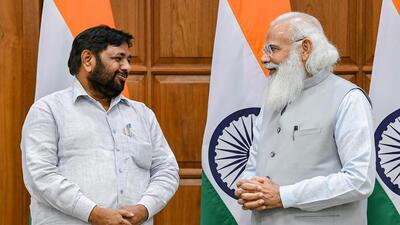 Mohanlalganj MP Kaushal Kishore with Prime Minister Narendra Modi after being sworn in as a Union minister of state months ahead of the 2022 Uttar Pradesh assembly election. (FILE PHOTO) Mohanlalganj MP Kaushal Kishore with Prime Minister Narendra Modi after being sworn in as a Union minister of state months ahead of the 2022 Uttar Pradesh assembly election. (FILE PHOTO)
