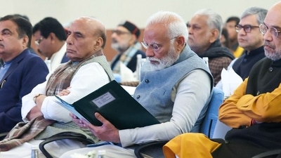 PM Modi with his council of ministers. PM Modi with his council of ministers.
