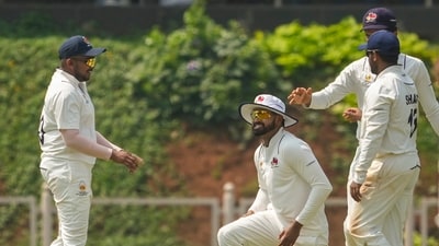 Iyer only scored 3 runs as he was dismissed by pacer Sandeep Warrier (PTI) Iyer only scored 3 runs as he was dismissed by pacer Sandeep Warrier (PTI)