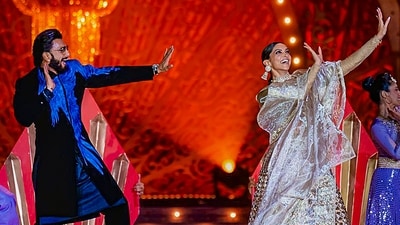 Ranveer Singh and Deepika Padukone dance as they attend Anant Ambani and Radhika Merchant's pre-wedding bash in Jamnagar. (PTI) Ranveer Singh and Deepika Padukone dance as they attend Anant Ambani and Radhika Merchant's pre-wedding bash in Jamnagar. (PTI)