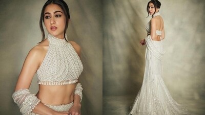 Sara Ali Khan looked stunning in a body-hugging pearl-studded lehenga which made her stand out from the crowd (Instagram)