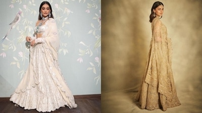 Sonam Kapoor opted for an ivory, embroidered lehenga while Alia Bhatt opted for a neutral-toned one (Instagram)