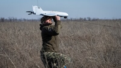 A Ukrainian serviceman of Kholodnyi Yar 93rd Separate Mechanized Brigade launches a Furiia reconnaissance drone for flying over positions of Russian troops, (REUTERS)