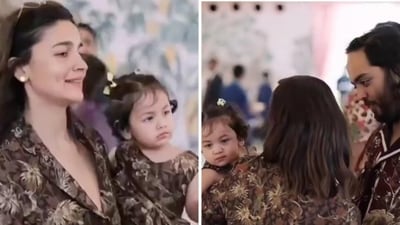 Alia Bhatt and Anant Ambani have a sweet moment with Raha Kapoor. Alia Bhatt and Anant Ambani have a sweet moment with Raha Kapoor.