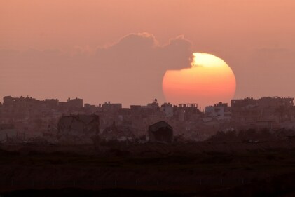 The sun sets over Gaza, amid the ongoing conflict between Israel and the Palestinian Islamist group Hamas, as seen from Israel's border with Gaza in southern Israel, Israel March 3, 2024. (Reuters)