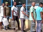 People stand in queues to get drinking water as areas like Whitefield, Mahadevpura and RR Nagar face drinking water shortages. People stand in queues to get drinking water as areas like Whitefield, Mahadevpura and RR Nagar face drinking water shortages.