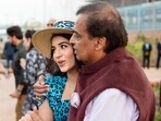 Reliance Industries Chairman Mukesh Ambani shares a light moment with Radhika Merchant during the pre-wedding festivities of his son Anant Ambani and Radhika Merchant, in Jamnagar. Reliance Industries Chairman Mukesh Ambani shares a light moment with Radhika Merchant during the pre-wedding festivities of his son Anant Ambani and Radhika Merchant, in Jamnagar.