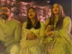 Abhishek Bachchan, Aaradhya Bachchan and Aishwarya Rai at Ambani bash. Abhishek Bachchan, Aaradhya Bachchan and Aishwarya Rai at Ambani bash.