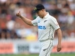 New Zealand's Neil Wagner gives the thumbs up to fans as he walks from the field during day one of the 1st International cricket Test match between New Zealand and Australia