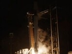 In this image taken from NASA video, a SpaceX Falcon rocket lifts off toward the International Space Station. In this image taken from NASA video, a SpaceX Falcon rocket lifts off toward the International Space Station.