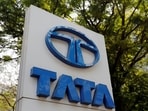 A Tata Motors logo is pictured outside the company showroom in Mumbai, India.
