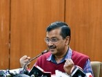 Delhi Chief Minister Arvind Kejriwal addresses a joint press conference after the presentation of the 10th Budget of the Delhi government at Vidhan Sabha, in New Delhi on Monday. Delhi Chief Minister Arvind Kejriwal addresses a joint press conference after the presentation of the 10th Budget of the Delhi government at Vidhan Sabha, in New Delhi on Monday.