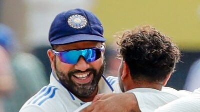India's Kuldeep Yadav and skipper Rohit Sharma celebrate the wicket of England's Zak Crawley (BCCI-X) India's Kuldeep Yadav and skipper Rohit Sharma celebrate the wicket of England's Zak Crawley (BCCI-X)