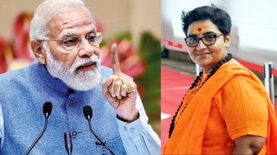 Prime Minister Narendra Modi and Bhopal MP Sadhvi Pragya Singh Thakur. Prime Minister Narendra Modi and Bhopal MP Sadhvi Pragya Singh Thakur.