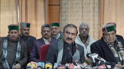 Chief minister Sukhvinder Singh Sukhu addresses the media in Shimla on Sunday. (HT Photo) Chief minister Sukhvinder Singh Sukhu addresses the media in Shimla on Sunday. (HT Photo)