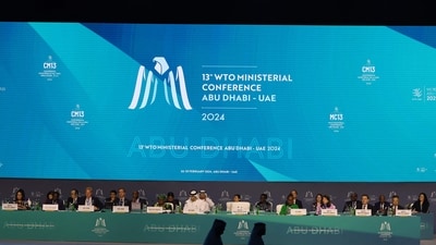 Delegates attend the 13th World Trade Organisation Ministerial Conference in Abu Dhabi of February 26, 2025. The world's trade ministers gathered in the UAE on February 26 for a high-level WTO meeting with no clear prospects for breakthroughs, amid geopolitical tensions and disagreements. (AFP) Delegates attend the 13th World Trade Organisation Ministerial Conference in Abu Dhabi of February 26, 2025. The world's trade ministers gathered in the UAE on February 26 for a high-level WTO meeting with no clear prospects for breakthroughs, amid geopolitical tensions and disagreements. (AFP)