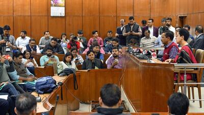 Delhi chief minister Arvind Kejriwal and finance minister Atishi address a joint press conference after the presentation of the Budget of the Delhi government at Vidhan Sabha on Monday. (ANI) Delhi chief minister Arvind Kejriwal and finance minister Atishi address a joint press conference after the presentation of the Budget of the Delhi government at Vidhan Sabha on Monday. (ANI)