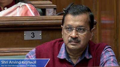 Delhi chief minister Arvind Kejriwal listens to finance minister Atishi as she presents the Budget at the state assembly in New Delhi on Monday. (ANI) Delhi chief minister Arvind Kejriwal listens to finance minister Atishi as she presents the Budget at the state assembly in New Delhi on Monday. (ANI)