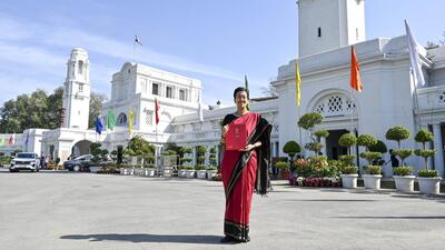 Delhi finance minister Atishi arrives at Vidhan Sabha to present the Budget in New Delhi on Monday. (Raj K Raj/HT Photo) Delhi finance minister Atishi arrives at Vidhan Sabha to present the Budget in New Delhi on Monday. (Raj K Raj/HT Photo)