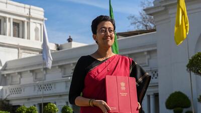 Delhi finance minister Atishi arrives at Vidhan Sabha to present the Budget on Monday. (Raj K Raj/HT Photo) Delhi finance minister Atishi arrives at Vidhan Sabha to present the Budget on Monday. (Raj K Raj/HT Photo)