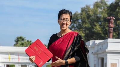 Delhi finance minister Atishi at Vidhan Sabha to present the Budget on Monday. (Raj K Raj/HT photo) Delhi finance minister Atishi at Vidhan Sabha to present the Budget on Monday. (Raj K Raj/HT photo)
